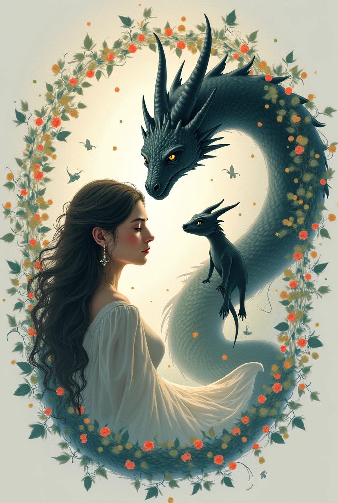 A beautiful enchantress in a cozy dress, long flowing hair, serene expression, ornate dress, detailed fabric textures, warm lighting, fantasy landscape background, (best quality,4k,8k,highres,masterpiece:1.2),ultra-detailed,(realistic,photorealistic,photo-realistic:1.37),detailed portrait,intricate details,cinematic lighting,dramatic colors,vibrant palette,lush environment