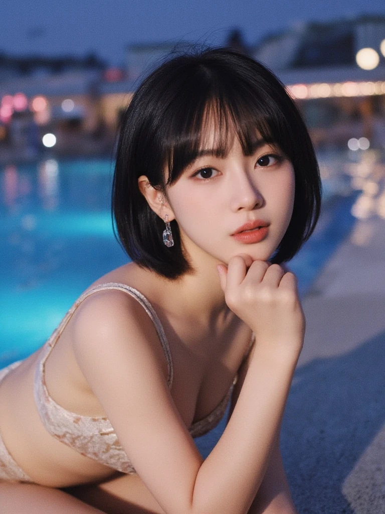 Mohawk、、Goth、(Tabletop), (Portraiture), (beautiful), (beautiful), (Upper blood), (high quality), (Professional Perspective), (Rule of thirds), (feminine), (woman), (beautiful),(feminine features), (Age 25), alone, woman1名, (Attractive punk girl), Winters, Dramatic Light,), And dgy makeup, (Small Bust), (Front Face), (Resistance的な表情), ((Resistance)), (Tattoo),(Spiky Hair), (Thick 髪), Matte shine hair, (Hair bands scattered in the 髪), (green eyes), (A bold and daring look), (Pale skin), (Earrings), (necklace), ((Beachside at night:1.4)), (Close-up shot),Multicolored Hair, beautiful hands, both hands, Normal hand, Two arms, Complete Hand, beautiful body, beautiful fingers, Normal finger, Five Fingers, Five Fingers, (Thumb Index Finger Ring Finger), beautiful ears, Normal ear, beautiful eyes, Shining Eyes, beautiful mouth, beautiful lips,((Very short bob hair:1.4)),((Poolside at night:1.4)),((Lighting on face:1.5)),((Close-up of face:1.2)),((Delicately depicting the face:1.2)),,(((Completely naked))),(((nsfw)))