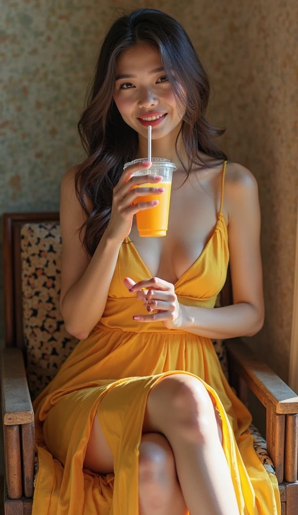 one drinking passion fruit juice 