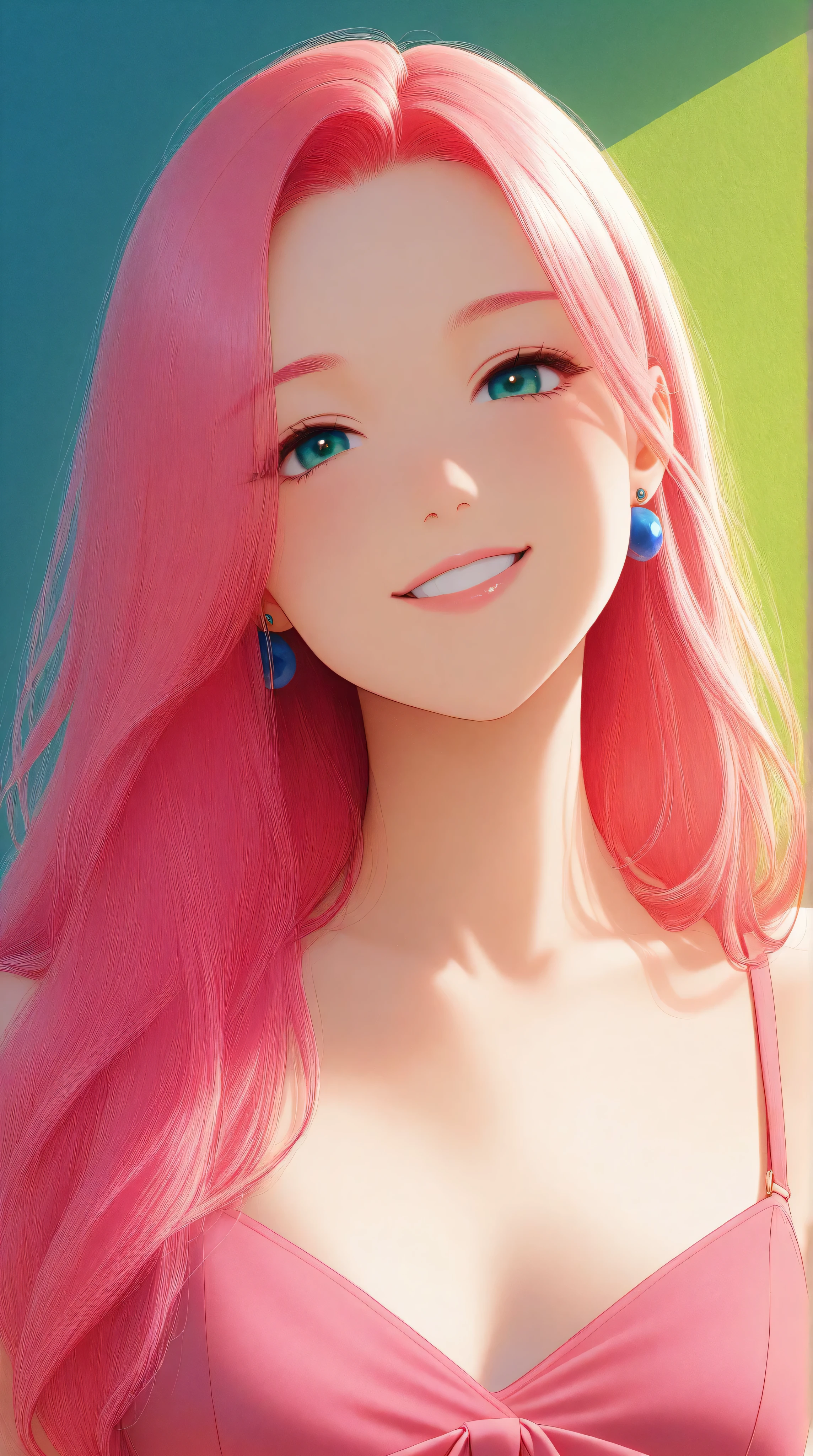 Kizi,Highly detailed, Amazing work,Vitreous luster,((clean backdrop)),In pink,(((blue colors))),green color,red colour,Best quality at best,clean backdrop。