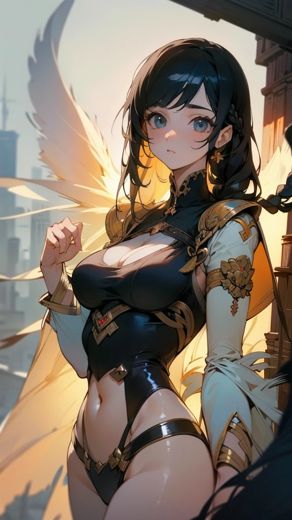 (Masterpiece artwork, best qualityer), details Intricate, Valkyrie, kawaii, (((cheerful grin))), Open your mouth and laugh, hands up, gazing at viewer, Feather helmet, natta, (((Red flower garden))), sitting down, 18 year old ,
1 girl in, standing alone, realisitic, ultra detali, (shining skin:1.4), absurdrez, 苗条, dynamic lighting, high resolution, sharp focus, depth of fields, detailedeyes, sharp pupils, realisitic pupils, (breasts big:1.6), (thick-thighs:1.0),
portraite, swept bangs, Bblack hair, droopy eyes, Crimson thighs, Deep Red Detached Single Sleeve, robot joints, Deep Red Gloves, Deep Red Bodysuit, Deep Red Reinforced Suit, Closed feather wings, pantyhose, Deep Red Full Armor, flower decoration,