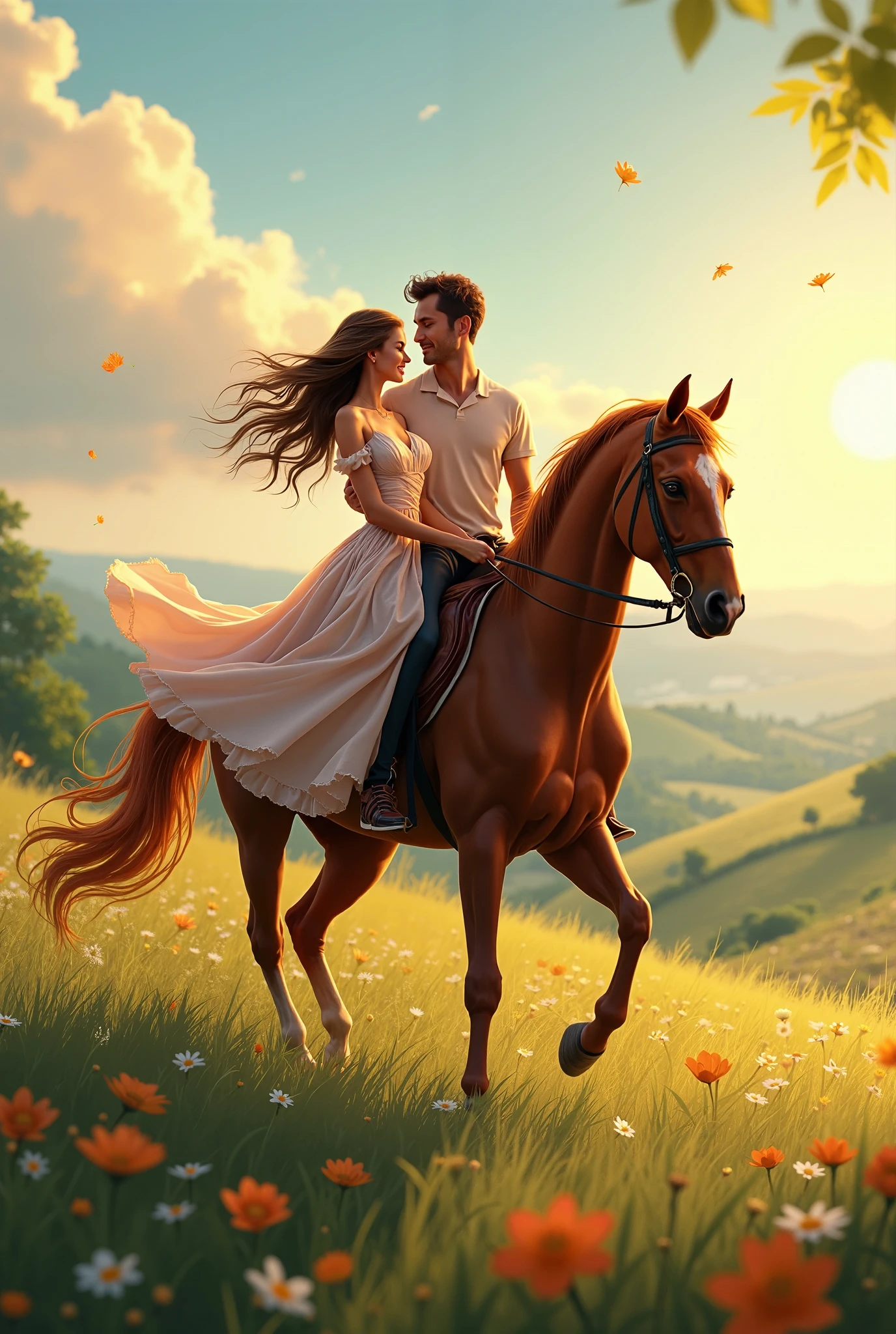 Couple on horseback