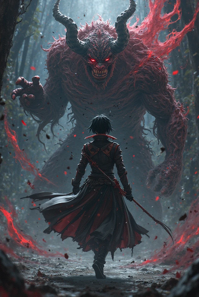 As the dust settled and the realm bathed in the warm glow of victory, Hiroshi found himself standing on the precipice of a new chapter. The battles were won, the shadows banished, and peace restored. But within the depths of his soul, a lingering unease remained.In the quiet solitude of his thoughts, Hiroshi pondered the cost of their triumph. The sacrifices made and the scars borne by all who had journeyed alongside him weighed heavy on his heart. He had witnessed the true face of darkness, and it had left an indelible mark on his spirit.As the days turned into weeks, and the weeks into months, Hiroshi could not shake the feeling that the malevolent cult they had vanquished was merely a symptom of a deeper, more insidious evil. It was as if the black fog that once blanketed the realm had been but a glimpse into the abyss that lay beyond.Visions plagued his dreams, whispers of a forgotten power lurking in the shadows. He saw glimpses of figures draped in darkness, their faces obscured, and heard the echoes of their twisted laughter. It was a tormenting dance with the unknown, fuelling his determination to uncover the truth.Driven by an unyielding sense of justice, Hiroshi embarked on a solitary quest, leaving behind the tranquillity of the restored realm. He traversed vast landscapes, seeking answers from ancient texts and wise hermits, all the while knowing that the answers, he sought lay beyond the realm he had fought so hard to protect.In distant lands, Hiroshi encountered enigmatic sages who spoke of prophecies and forgotten legends. They warned him of an impending darkness, a force far greater than anything they had faced before. The very foundations.ancient Japanese scenery, buddha statues , temples, (mysterious black fog), journey to the west, (dilapidated), (battlefield)), (blood stains),absurdity, realistic lighting, (abyss) masterpiece, high quality, beautiful graphics, high detail, black hair
