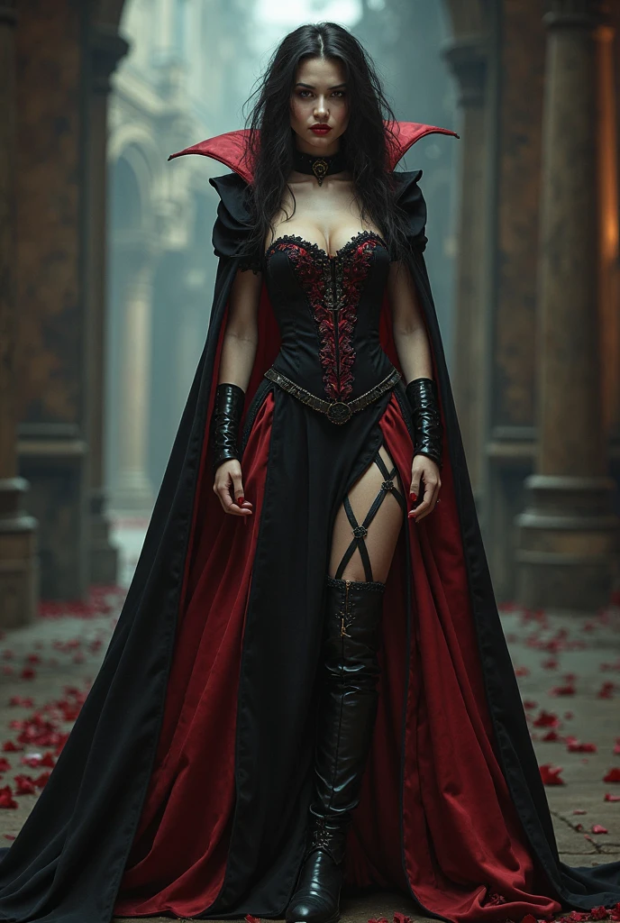 dark fantasy, dramatic lighting, full body shot, wide angle,dynamic angle, deep shadows, a female vampire and her thrall, extremely detailed skin, perfect blond wavy hair, (A female vampire and her thrall, she is using her paranormal powers to shift blood in the atmosphere, making the blood translocate around the environment), (the female vampire is trying to reach her thrall's neck with her hand, making a paranormal blood transfusion between them, shifting blood from the thrall to the vampire), hemokinesis, (there are lots of blood strings floating around the environment), she is wearing a very intricate biological exoskeleton, (the female vampire's lower body is vanishing, becoming black mist), the scene unfolds in a dungeon dimly illuminated by a red glow, red energy lines, pale blue and earthen hues, mystical energy, moody atmosphere, cinematic composition, Yoshitaka Amano style