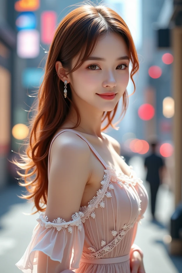 full body, pink nipple, nude, polaroid photo, , 1girl, dynamic composition, engaging pose, soft yet striking lighting, shallow depth of field, bokeh from city lights, sharp details, highly detailed, hyper-realistic, 50mm lens, naturally blurred background,(hanfu, naked nude, naked, nude, beautiful breast