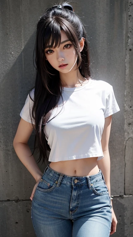 (8k, RAW photograph, highest quality, masterpiece:1.3),(Genuine,photograph:1.37),(Black Hair),Pause,One girl,Very beautiful face,cute,(small),(Hands down))),Poggy Hairstyle,Random representation,(White T-shirt),ＪＫ_style,(Track Shorts) ,Black Hair,(19 years old),moderate,Five Fingers,Normal hand,small Mouth,Straight hair　Dirty Body　Upper Body　Sweaty　Beautiful breasts　Expose　Fluid from nipples　Gravure idol　Reverse Rape　Slimy　saliva　Urinating　Watching the audience　Attractive body　Spread your legs　lure