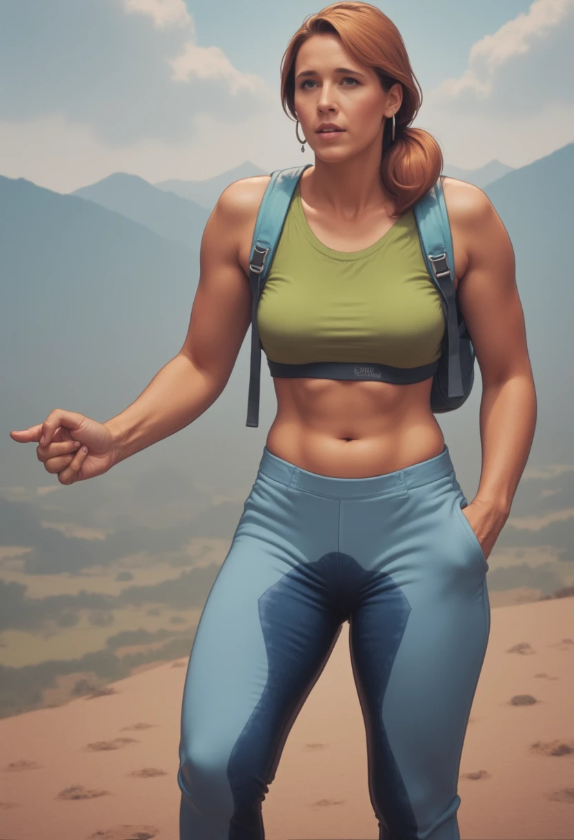 linked, Gerudo set,croptop ,Detached sleeves,Harlem pants, Mouth veil,veils , ,Navel,Looking at Viewer,Bright,masterpiece of the wind, High quality,