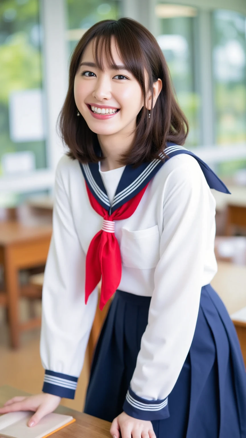 (8K、Raw photography、highest quality、masterpiece:1.2),(black haired、very short hair:1.9),show viewer,Looking at the front,erotic,白いskin,(Wearing a red and brown school uniform jacket:1.5)、(Clothing that emphasizes the shape of your chest、publish one'skin:1.5)、(grassland :1.6)、slim body shape、ultra high resolution,beautiful,beautiful fece,(alone, alone、no background:1.9),whole bodyボディー,japanese woman,(Photoreal:1.37)、photon mapping,reality、(Cute with a baby face: 1.0)、(cute smile: 1.7)、(With a round face: 1.8)、radio city、Physically based rendering、depth of field rally background、photograph, (I can see your knees,close up of thighs、plaid skirt too short、Show white panties:1.4),whole body、super fine