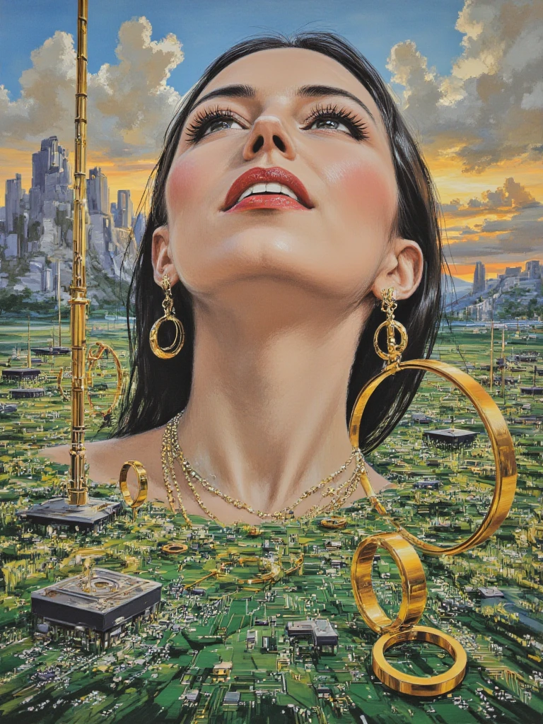 there is a woman with,  pearl neckless unity 8k wallpaper,  ultra detailed,  beautiful and aesthetic,  masterpiece,  best quality,  photorealistic,  rtgerm julie bell beeple,  artgerm and tom bagshaw,  tom bagshaw donato giancola,  by tom bagshaw and boris vallejo,  fantasy portrait art,  style ivan talavera and artgerm,  artgerm and ilya kushinov,  beautiful fantasy art portrait IN THE STYLE OF Michael Parkes BY RAY SHARK