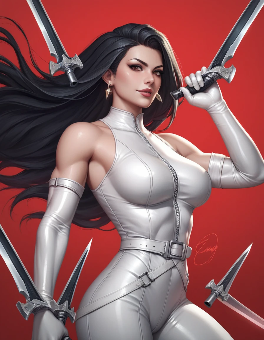 Beautiful character pose in dynamic love pose Jennifer Connelly with body in symmetry well defined body, delicado e sensual, estilo de desenho animado, digital illustration white background detailed art sexy eyes dating wearing intense hell clothes intense cold