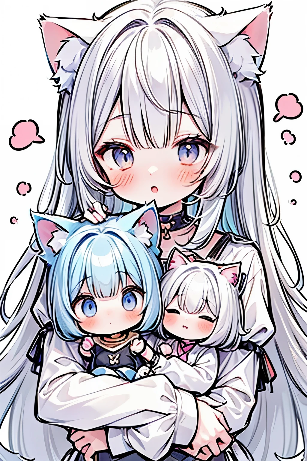 ((multiple cat ear girls over 10:1.3)),((Many girls with cat ears are stacked on top of each other:1.15)),