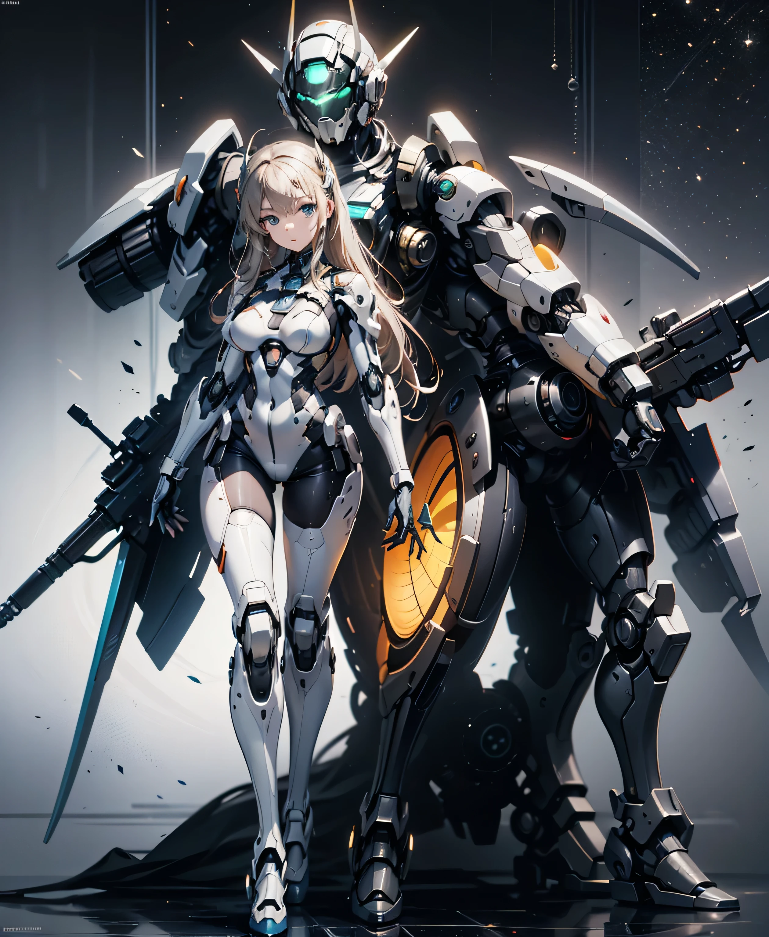 ((Holographic Glow Effect))、 Gundam Wing Cockpit, Lantern、masterpiece、Highest quality、1 person、medium bust、((Album Cover))、Light on Face、slender body、white and blue pilot suit with enamel finish、 elbow length gloves 、long hard boots 、exoskeleton、Metal Gear、cyberpunk style、Gundam Pilot、attention arousal、 bubble helmet 、 space helmet, muvluv, space helm, eva helm,Transparent face guard,Complex and precise instruments,full body