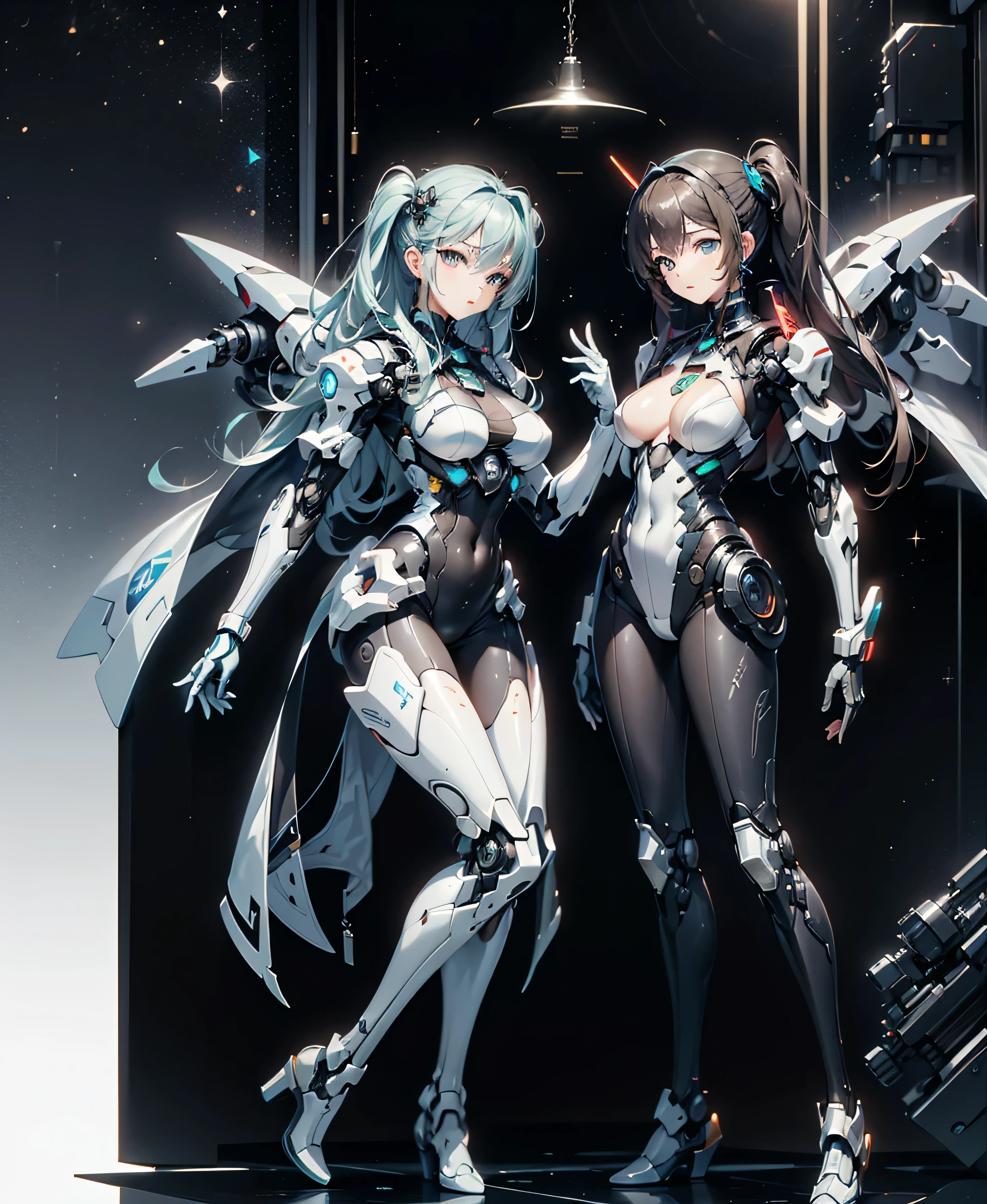 Multiple Girls,
mecha musume,
Machinery Parts,
Robot Joints, Android, Machine body, (masterpiece, 最high quality, high quality, High resolution, Super detailed),
Perfect Face