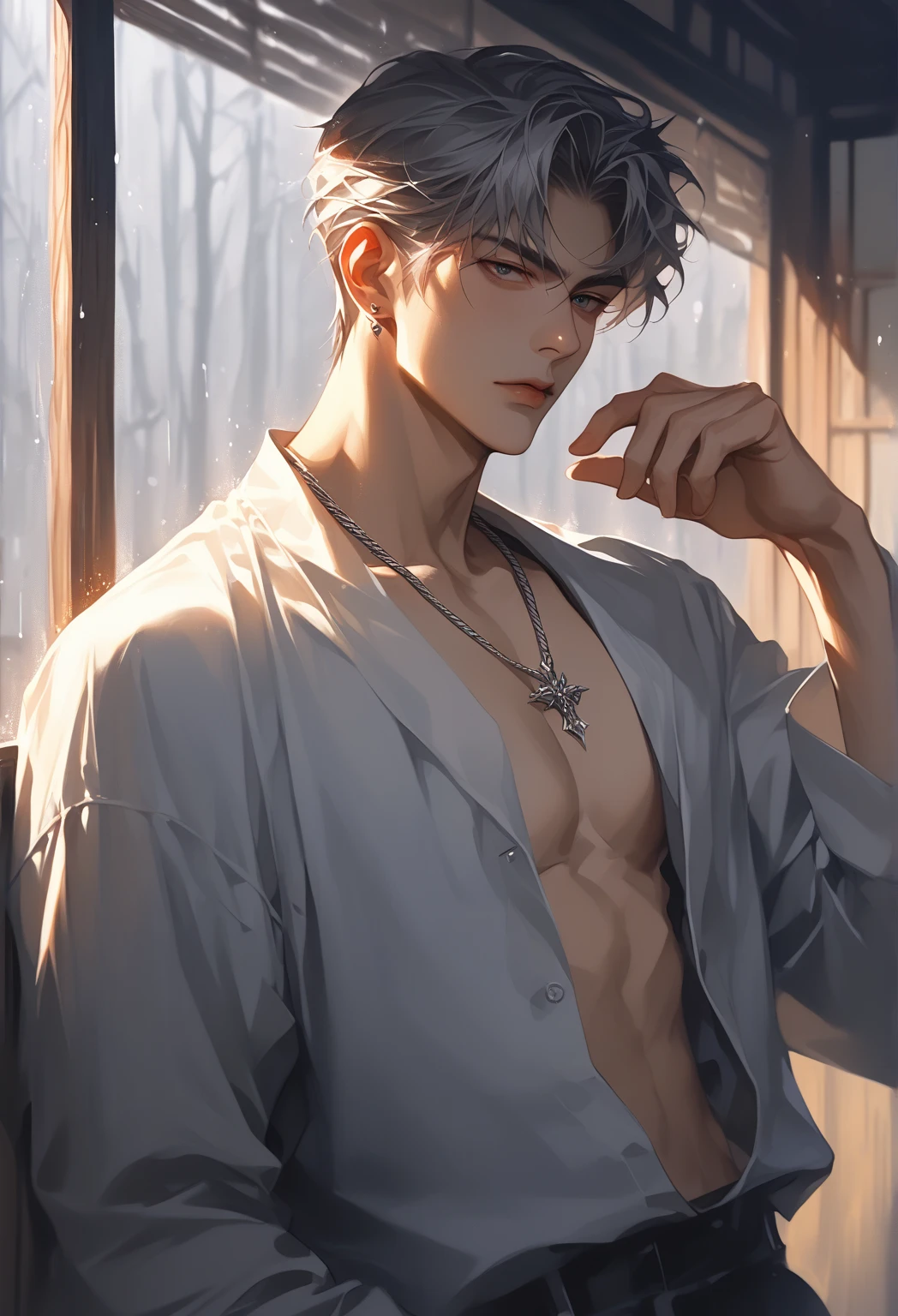1 homme, (male model) peau chaude, chef-d&#39;artwork, best quality, le plus bel homme du monde, Par Shen Quan, corps parfait, beautiful male model, An attractive 18-24 year old man aesthetically pleasing, blossoms in printemps, champs verts, printemps, plaines, des arbres, fleurs, ciel bleu, jeune homme rugueux et beau en robe blanche transparente, Tissu transparent blanc, shirtless jacket shoulders, muscles de la poitrine exposés, exposed thighs, ((exposé transparent blanc briefale focus), (Lisse body)), sourire, super mignon, pose dynamique, Cool and seductive, dramatic lighting, tout le corps shot, tout le corps shoot, jeune visage, tout le corps, corps sans poils, maigre grand, Corps en forme, dominant, peau blanche ou blanche, jeune visage, corps ferme, HD, ton chair naturel, Soft light, Very detailed, en regardant le public, la photographie, detailed skin, real person, realistic, photorealistic realistic, Crazy Detail, facial detail, maximisation du battage médiatique, surrealism hype, film, telephoto lens, detail of the complex&#39;lighting , Very detailed, Very detailed, digital painting, Station artistique, art conceptuel, Lisse, Sharpness, Illustration, unreal engine 5, 8K, art de Ross Tran et Greg Rutkowski et Alphonse Mucha, UHD, 8K, Montrer uniquement aux hommes .8K Ultra HD, digital SLR, dim light, High quality, grain de film, Fujifilm XT3, male of, 2 personnes, model for two people.