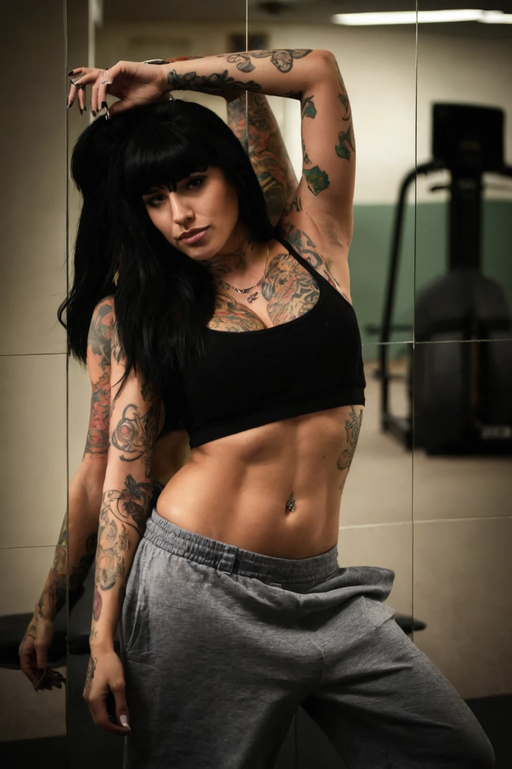 An cocky badass arrogant offensive attitude of superiority thug girl with arson weapons tattooed with hold up fully urban gangsta hip hop crime lifestyle