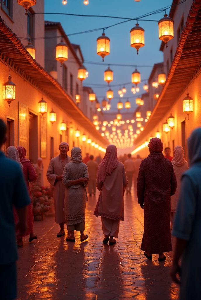 jemaa el fna, Marrakech, many people standing outside for party celebration, detailed lighting, festival atmosphere.