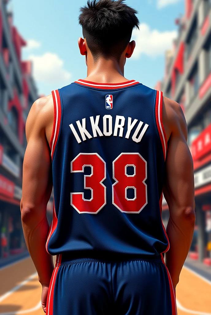 Teal basketball jersey name Saikyo
23 number with white and red accent