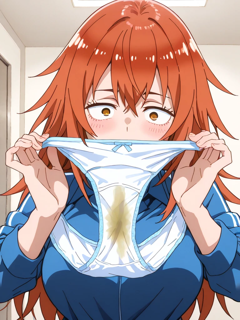 Asuna, ((masterpiece)), High resolution, Asuna、 Bright orange hair, ((Molester on the train))、Embarrassed face、Sweating all over the body、vapor、high school girl, Expanding the uterus、Expanding the pussy、Cum in pussy、