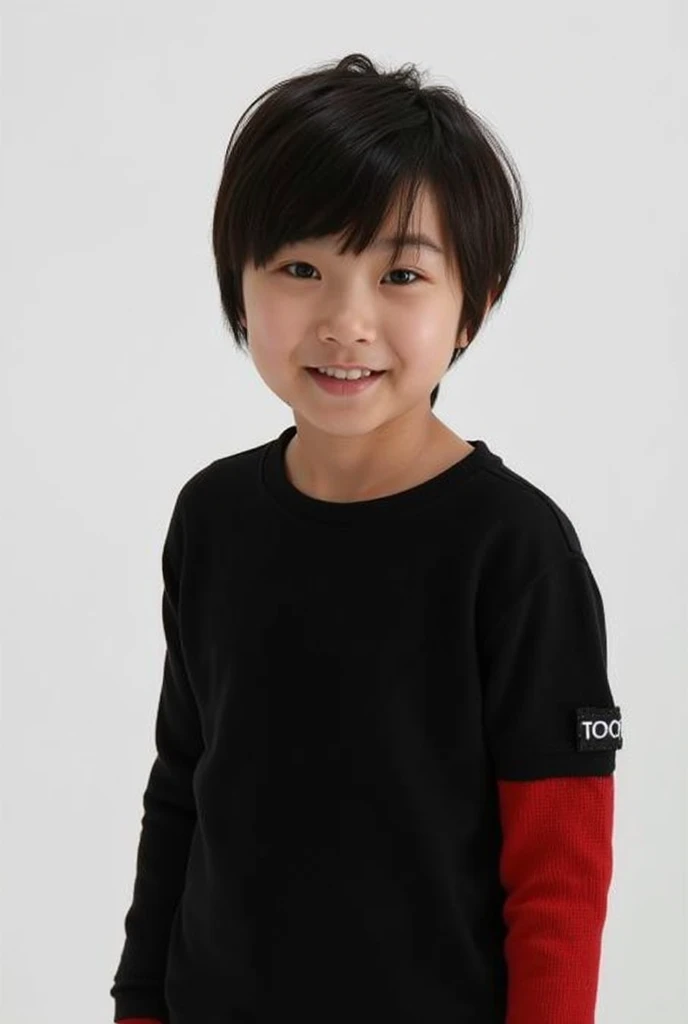 "Boy wearing a stylish t-shirt with a trendy design."
