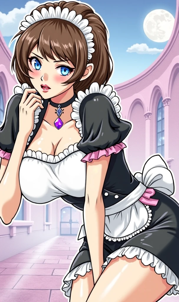1women, french maid, shy smile, small breasts, Scott J Campbell style, 8k