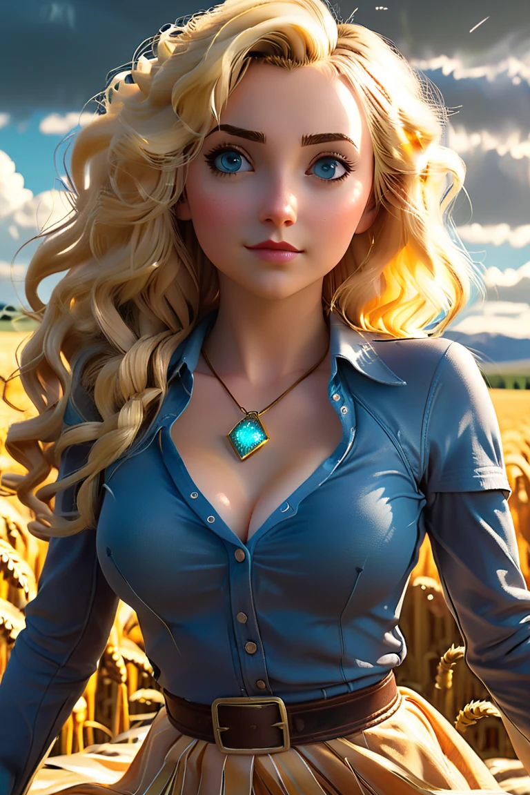 Up close view of a completely nude Luna Lovegood leaning over showing off her cleavage spreading her legs showing her pussy, 19-year-old, depicted in animated realism, 8K resolution, makeup David Fincher aesthetic, up close side view, outlining her perspective from a country farm in Wichita, Kansas, curvy ass, cleavage, revealing tight, lingerie shirt exposing midriff, bottomless, wheat field, hunched in labor, sun's glowing embers breaking through overcast skies, Borderlands graphic style, face envisioned with luminescent flare, ,Disney-Pixar