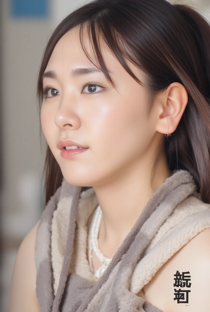 Portrait of a Japanese high school girl from the chest up。Her straight black hair is shoulder length、Bangs reach the eyebrows。Each and every hair is drawn in detail、Has a natural shine、It appears shiny where light hits it。

Facial detailsにこだわった描写。Her skin is healthy and、Even the pores and fine hairs are delicately expressed.。The cheeks have a natural pale pink color.、Fine freckles are visible。Her forehead has tiny wrinkles、I can see the facial wrinkles that appear when I smile。

The big brown eyes、The iris pattern is depicted in detail.、The pupil is clearly visible in the center。The light from the window is reflected in her eyes、The reflection of the light gives the eyes a little sparkle.。Thin blood vessels are visible in the whites of the eyes around the pupils.、It&#39;s becoming more realistic。Her eyelashes are long、Each piece is carefully drawn。Eyebrows in a natural shape、The flow of hair is clearly visible。The small unevenness of the skin between the eyebrows、Even the fine wrinkles around the eyes are depicted in detail.。

A small, high nose、I see a slight reflection of light on my nose、The shape of the nostrils is also drawn naturally.。鼻の周りのSkin Textureがリアルに表現されている。High cheekbones accentuate the contours of the face、The smooth curves of the cheeks are drawn.。

The mouth of a bright smile、I can see my pure white teeth。Lips are naturally pink、The texture and shine of the lips are realistically expressed.。There is a subtle shadow around the edge of the lips.、It has a three-dimensional effect。The surface of the teeth reflects subtle light.、The gums are a natural, healthy pink color.。

The smooth jaw and face line are beautifully shaped.、There is a slight shadow under the chin、The boundary with the neck is drawn naturally.。The fine muscle lines are visible on the neck.、Gives a healthy impression。

She is wearing a white blouse and a navy blue sailor uniform.、The uniform has a neatly tied red ribbon on the collar.。The texture and wrinkles of the clothing&#39;s fibers are also depicted in detail.。The background is a simple light color gradient.、It highlights her face and her clothes.。The natural light casts soft shadows on her face and clothing.、The light gives warmth to the skin。Facial details、Reflection in the eyes、Hair luster、Skin Texture、To the gloss of the lips、Everything is detailed down to the last detail.。