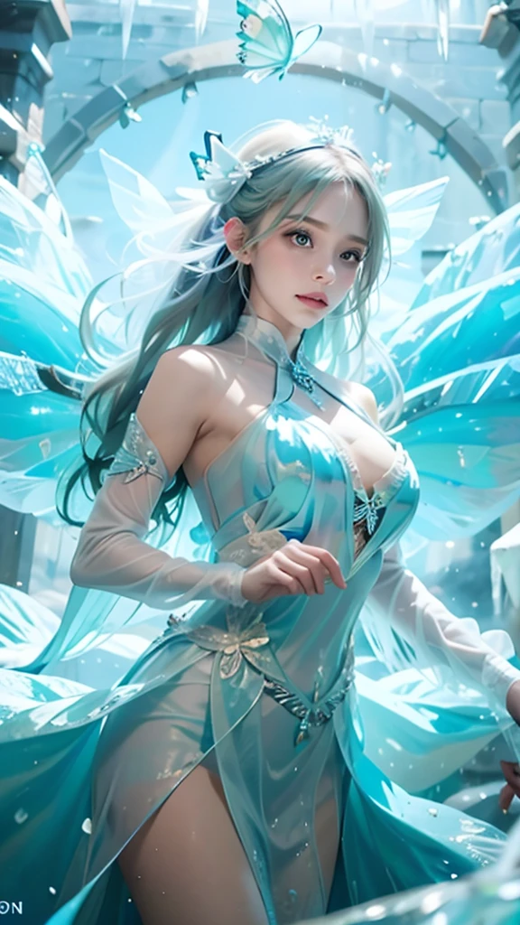 araffe woman in blue dress sitting on rock near a waterfall, photorealistic perfect body, goddess of Japan, seductive anime girls, hyperrealistic full figure, beautiful and seductive anime woman, trending at cgstation, Realistic young gravure idol, Breasts are large, realistic sensual gravure idol, beautiful goddess, Sexy girl, trending on cgstation, realistic shaded perfect body