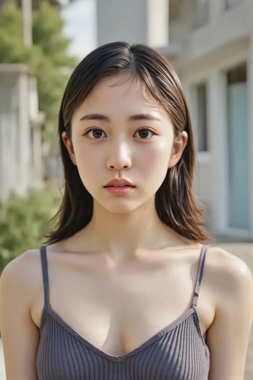 Japan Person, 1girl, 12 years old, japanese Famous idol, 1cute girl, very young face, masterpiece, high quality, small face, (very small tits:1.8)separately micro bikini style, sexy pose, dramatic angle:1.4, Stroll around sandy coast,