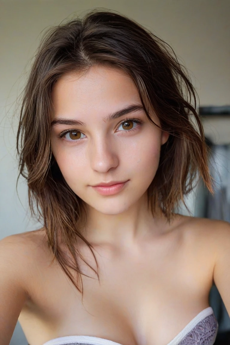 Generate: Realistic, amber haired girl
Face: brown eyes, small frekels (very low quantity), smooth small nose, ears part visible
Body: small waist, thick , hips: middle wide,
Environment: city balkony at early day
Lighting : day but generated person fully visible, add a few natural shadows
Wearing: ai generate:black bikini thong
Make the face a little less smooth and add a few freckels to the nose and cheeks
Ai generate: Make it look like the person is taking a selfie
Make the eyes a litte smaller and more realistic
Aigenerate: red pullover,