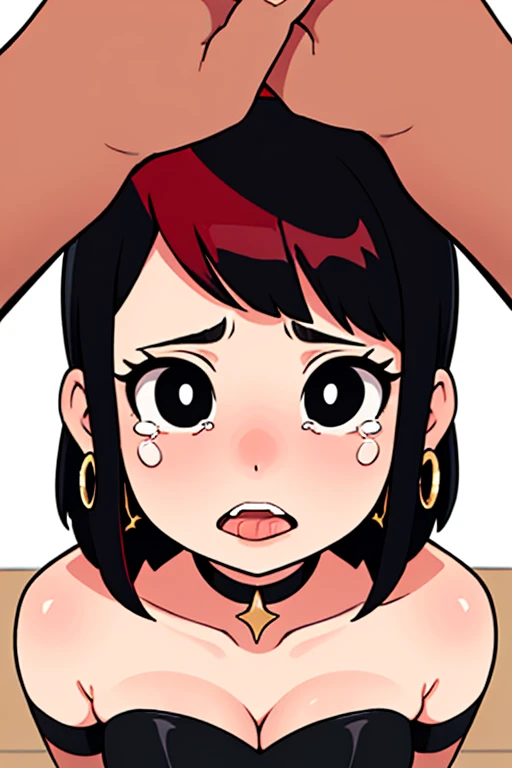 score_9, score_8_up, score_7_up, score_6_up, score_5_up, score_4_up, bedroom, BREAK meru, 1girl, solo, looking at viewer, freckles, large breasts, boyfriend shirt, open shirt, nipples, half-closed eyes, ahegao, string of saliva lead to pov, missionary sex, penis in vagina, cum on vagina, grabbing breast