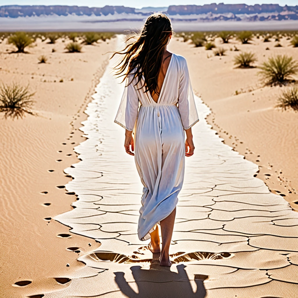 Size of the female figure more restricted in the center, a place with sea and desert movements