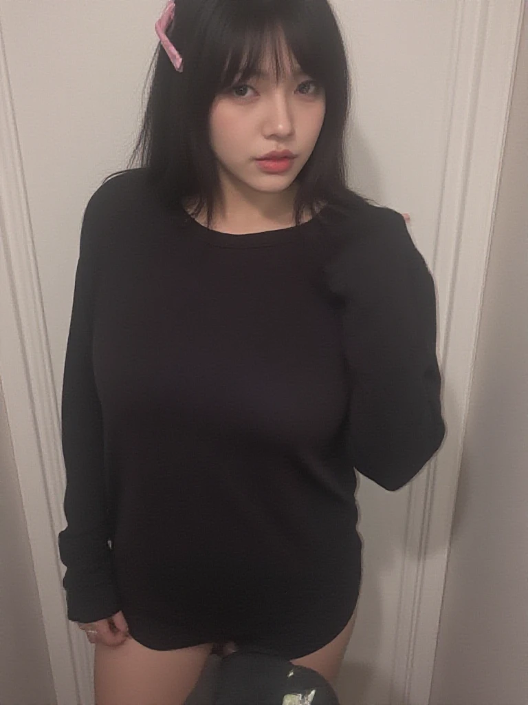，（masterpiece，Highest quality），Zettai Ryoki Thigh，Black-haired，Medium Bob，Black socks、Big Breasts、