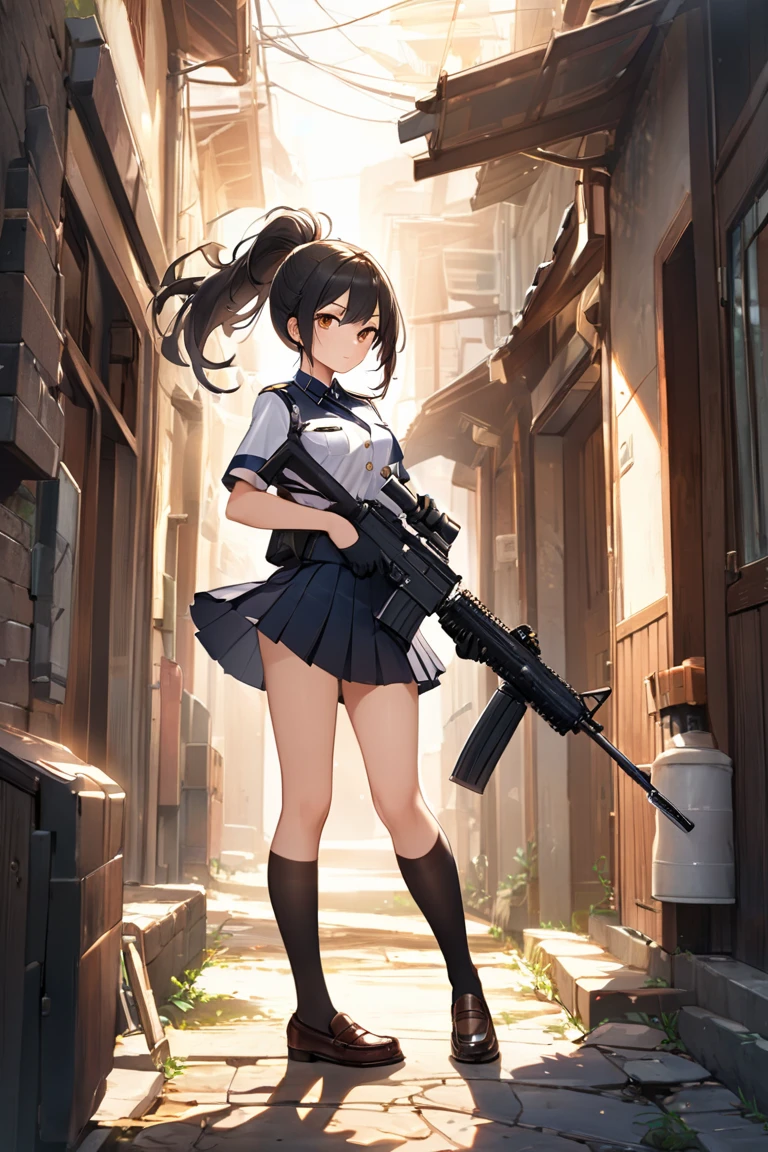 Mine system, Under the skirt,Shy face,Showing off,Crouching,3 people