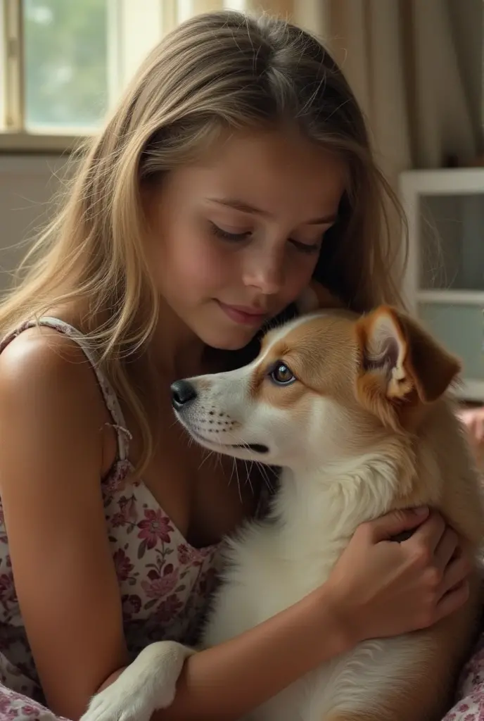 A girl doing zoophilia with a dog