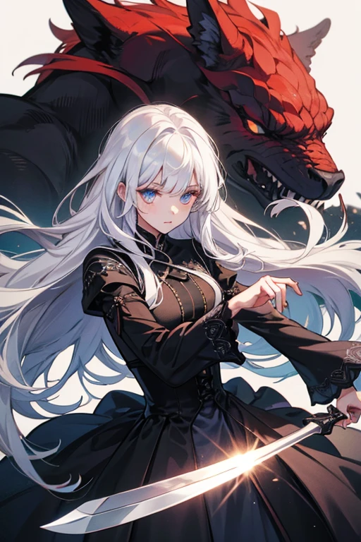 RAW photogr,best qualtiy,tmasterpiece,超高分辨率,(realisticlying:1.4),Anime a poster,1 hand holding a large long knife,Two hands,wave,Traditional Chinese ink style,Girl Dragon Slayer,The main color is red, White, black ink,Dynamic movements,dynamicposes,sport,full bodyesbian::1 Amazing Vector in oil painting environmental art cinematic, diorama, Complicated details, 独奏, shift dresses, Floating_Hair,Milky white skin