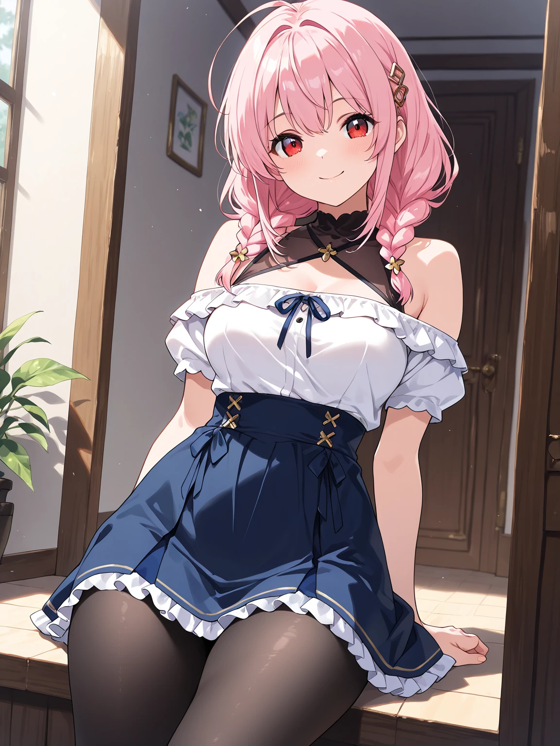 1 girl, Are stand, medium Hair, long hair, ponytail, pink hair, purple eyes, (((cute pink underwear))), (((cute white dress))), (((embarrassed))), (cowboy shot), (((showing underwear))), (((((skirt lift by myself))))), ((((cloth lift by myself)))), (((from front))), (from below), (closed your mouth), ((((looking at another)))), ((32K)), ((best quality)), ((ultra high res)), ((HDR)), ((uhd)), ((extremely detailed CG)), ((unity 32K wallpaper)), ((perfect anatomy)), (nsfw),
