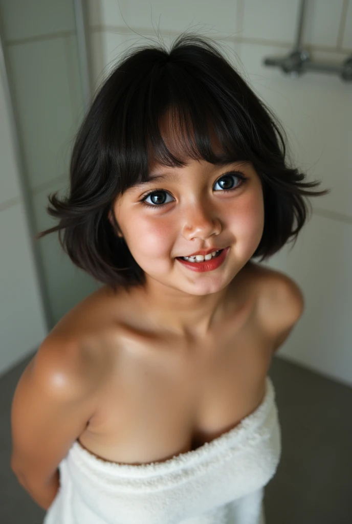 Best quality, gorgeous , white body, 10 years old, naked , Full body , Smiling lips, super detailed.