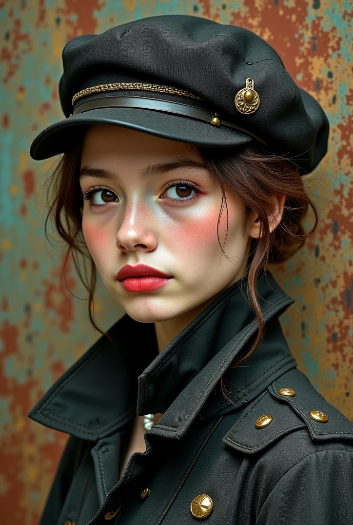close up, RAW photo, woman, oversize khaki coat, bob haircut, (Yohji Fashion Style:1.1), Soviet military, Soviet aesthetic, fractal, comrade, hdr, street fashion, hat, (brutalism:1.3), red star, moebius style
muted colors
intricate details, hyperdetailed, uhd, dslr, soft lighting, high quality, film grain, Fujifilm XT3
