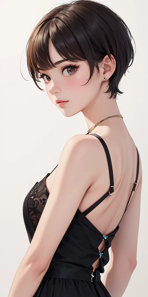 Small breasts, double eyelids, slender figure, black hair, round face, short hair --auto --s2