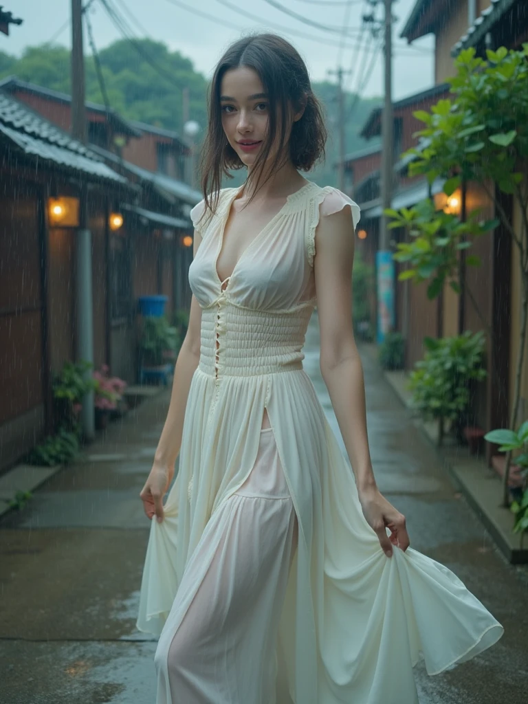 ((RAW,35mm)),((Masterpiece)),Ultra NSFW, Realistic full frame half nude body photo, peril scenery fallen dead on the ground forest,beautiful black long wavy hair asian princess(majestic royal embroidery gown, oblong face,height 180cm,34-24-34 slim body ratio,slim natural small round breasts).((dead beautiful body,faliing gracefully on the ground,torn dress,revealing,eyes closed,open wide mouth,blood))