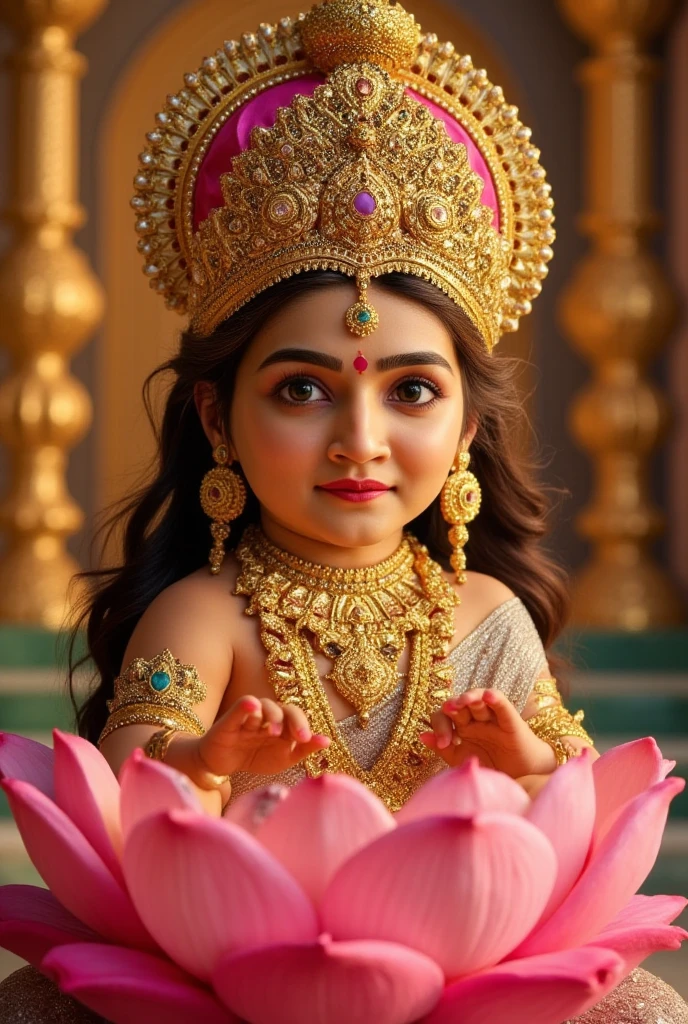 a close up of a holding a fan in front of a red background, portrait painting of a princess, adorable digital painting, realistic cute girl painting, by Thota Vaikuntham, cute portrait, young goddess, cute beautiful, closeup portrait shot, detailed portrait, innocent look. rich vivid colors, painting of beautiful, indian goddess, beautiful cute