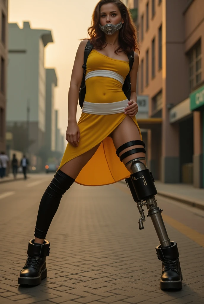 (Photo 4K:1.1), (sharp-focus:1.3), Black young girl, wearing a construction helmet; moans and ; in a half-taken overalls ; touches herself breasts and pussy,, on the background and construction site, perfect anatomy, Perfect symmetry, a perfect face, The lighting is cinematic