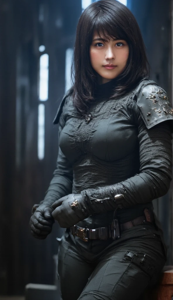 (8K, Raw-Photo, best qualtiy, tmasterpiece:1.2),(realisticlying, photograph realistic:1.4),(Highly detailed CG Unity 8k wallpaper),(Round face: 1.5), (detailed pupil:1.3),Heroes appear., ((Epic hero fantasy muscular rough woman angry wet hero long hair and intense facial expression in dynamic pose, Fantastic location, majestic cluttered environment)),(((Engraved Skull Armor))), Full-body 8K integrated rendering, action shot, Skin pores, very dark lighting, Dense shading, detailed, Detailed Face, (vibration, photograph realistic, realisitic, Dramatic, A dark, foco nítido, 8K), (Old leather clothes damaged by bad weather:1.4), (((((Using Skins))))), (intrikate:1.4), Decadent, (highly detaild:1.4), digital painting, rendering by octane, Art Station, concept-art, silky, foco nítido, Illustration, Germs in art, (Roysh:0.23), Wlop Ilya Kuvshinov, e Greg Rutkowski e Alphonse Mucha Gracias, (Global Lighting, studiolight, Light Volumetric), heavy rainy, floating particles, villainess, illusion, ating, Inteiroesbian body, ((Dark and ancient city background:1.3)),CG Sociedad,Art Station (Young but very beautiful Korean 25 year old woman,Cool Eyes,little smile,Facing Forward,turned around,Looking at the camera,Unforgettable Eyes,The eyes are so beautiful.)