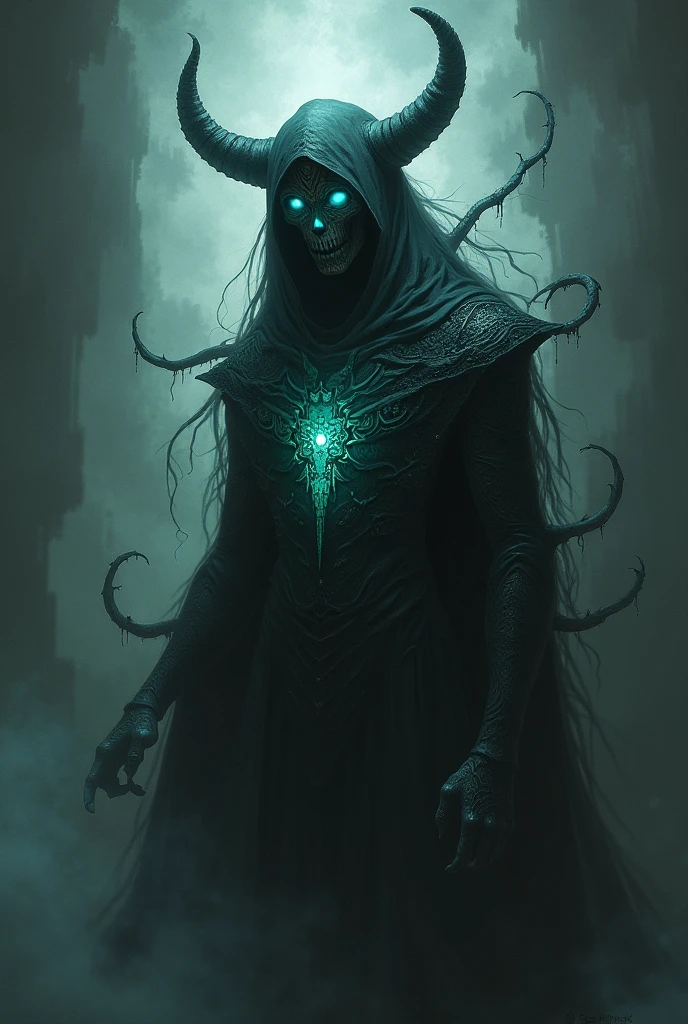 a shadow spirit in League of Legends, its translucent, spectral appearance is enveloped in a green aura. He wears a dark cloak and torn tunic, adorned with heavy chains, and carries a lantern that captures souls. Your face is an empty mask with a macabre smile, highlighting their sinister presence and graceful movements across the battlefield.






