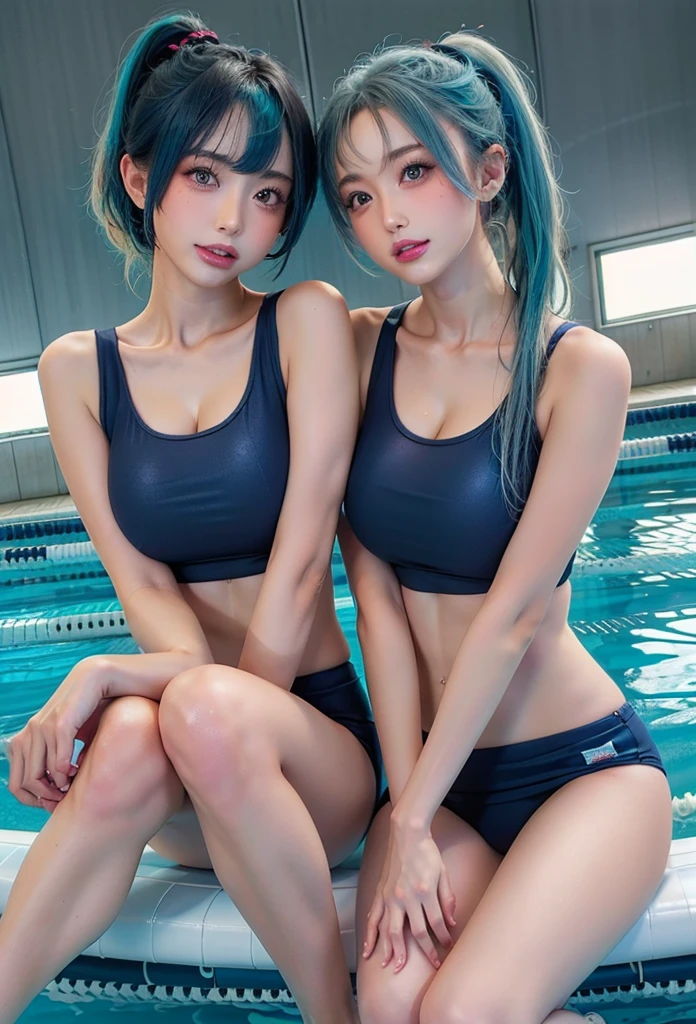 japanes、s girl、swim wears、full bodyesbian、in poolside