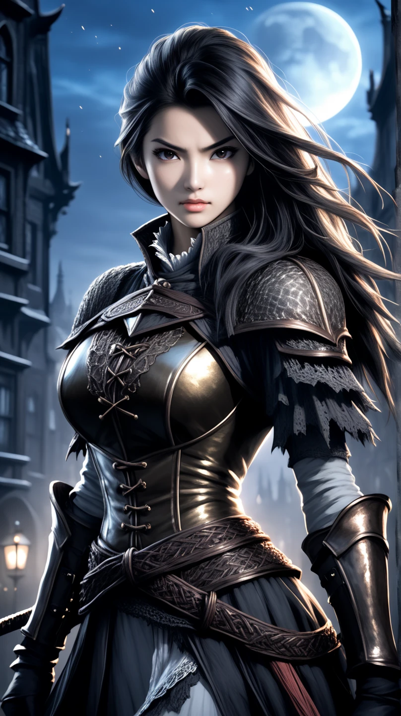 score_9, score_8_up, score_8, (((Single character image.))) (((1girl))) (((Solo))) (((Dressed in medieval fantasy attire.))) (((She wears medieval fantasy attire.))) Generate an attractive, sexy female adventurer for a fantasy setting. Behind her is the crumbled ruins of a dark destroyed medieval city. She looks dangerous, untrustworthy and somewhat sinister. She has an intimidating, sinister stare. Alluring body. Perfect body. It is dark and night time. adventurer, athletic build, excellent physique, confident, gorgeous face, gorgeous body, detailed and intricate, fantasy setting,fantasy art, dungeons & dragons, fantasy adventurer, fantasy NPC, attractive , ultra detailed, epic masterpiece, ultra detailed, intricate details, digital art, unreal engine, 8k, ultra HD, centered image award winning, fantasy art concept, digital art, centered image, flirty, best quality:1.0,hyperealistic:1.0,photorealistic:1.0,madly detailed CG unity 8k wallpaper:1.0,masterpiece:1.3,madly detailed photo:1.2, hyper-realistic lifelike texture:1.4, picture-perfect:1.0,8k