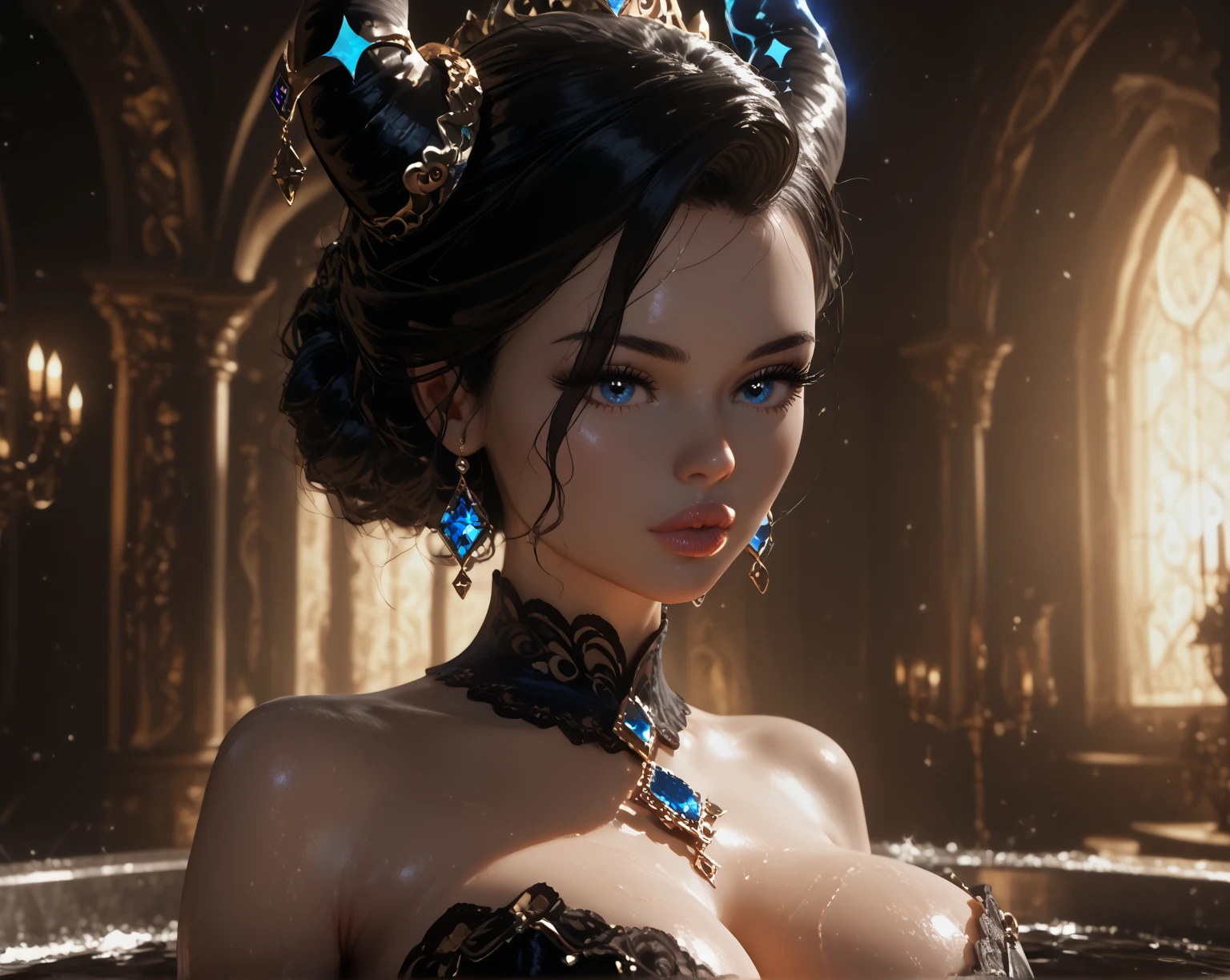 portrait of a woman with a large bust, her figure illuminated by the flickering light of the fireplace, (Gigantic Breasts:1.6), (hanging breasts: 1.5), naked, Hyper-detailed, insane details, Beautifully color graded, Unreal Engine, DOF, Super-Resolution, Megapixel, Cinematic Lightning, Anti-Aliasing, Insanely detailed and intricate , Hyper maximalist, Hyper realistic, Volumetric, Photorealistic, ultra photoreal, ultra- detailed, intricate details, 8K, Super detailed , Full color, Volumetric lightning, HDR, Realistic, Unreal Engine, 16K, Sharp focus, Octane render