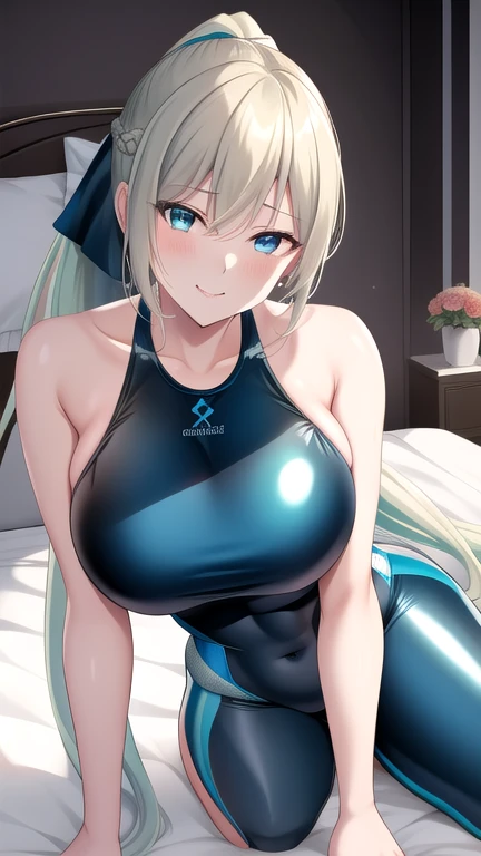 ((Highest quality、Best image quality、Ultra-high resolution、Drawing with Ultra-high resolution、独奏、Please look closely at the camera、Bright aquamarine blue eyes、Very beautiful adult Nordic woman、Strong eye highlights))、1 girl、Daytime、attractive、Beautiful Face、Pure Face、White skin、cute、short hair、Beach、Light of the sun、Nedium chest、((Light dark blue sweater、Quite thick shoulder straps、Roll up your sleeves and stick your arms out、Golden Ratio Beautiful Face、{huge|big|Huge|mega} chest, Chest cleavage、Very beautiful large breasts、Beautiful and very large breasts、I opened the chest、Show to the audience、Expose your hips、Expose your shoulders、Listen carefully、Neat short bob with bangs、Very smiling、Perfect Fingers、Perfect hands、Perfect body、Perfect Face、Perfect Anatomy、Tall Supermodels、Long-legged supermodel、Broad shoulders、Arms hang down at sides、stand、Bust seen from slightly above、smile、Beautiful Teeth、Open your chest wide、beautiful décolletage、Very beautiful sexy woman in revealing clothes、Look up at the viewer slightly above、Look up a little