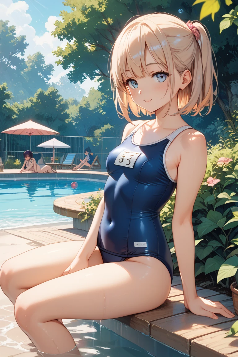 naked、((School swimsuit with a hole in the stomach:1.5)),