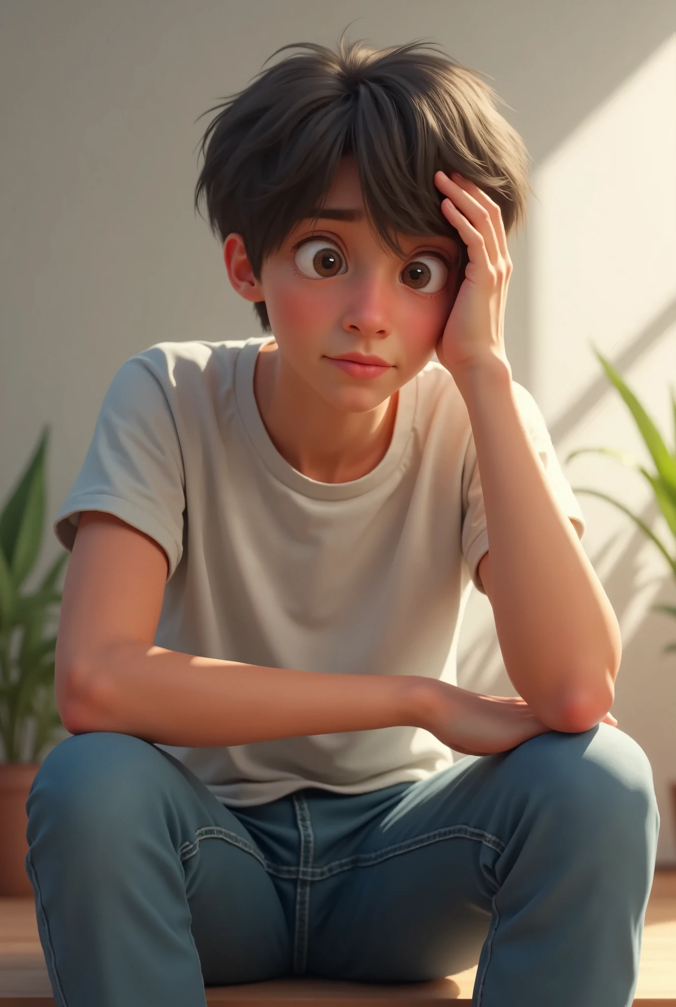 Boy sitting on chair